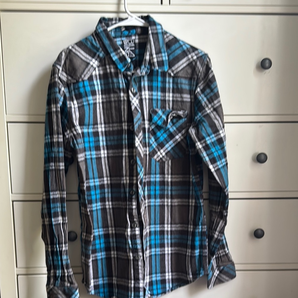 Urban Pipeline Black and Blue Plaid Casual Shirt